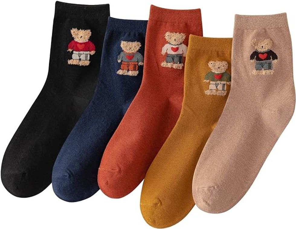 Teddy Bear Cotton Crew Socks