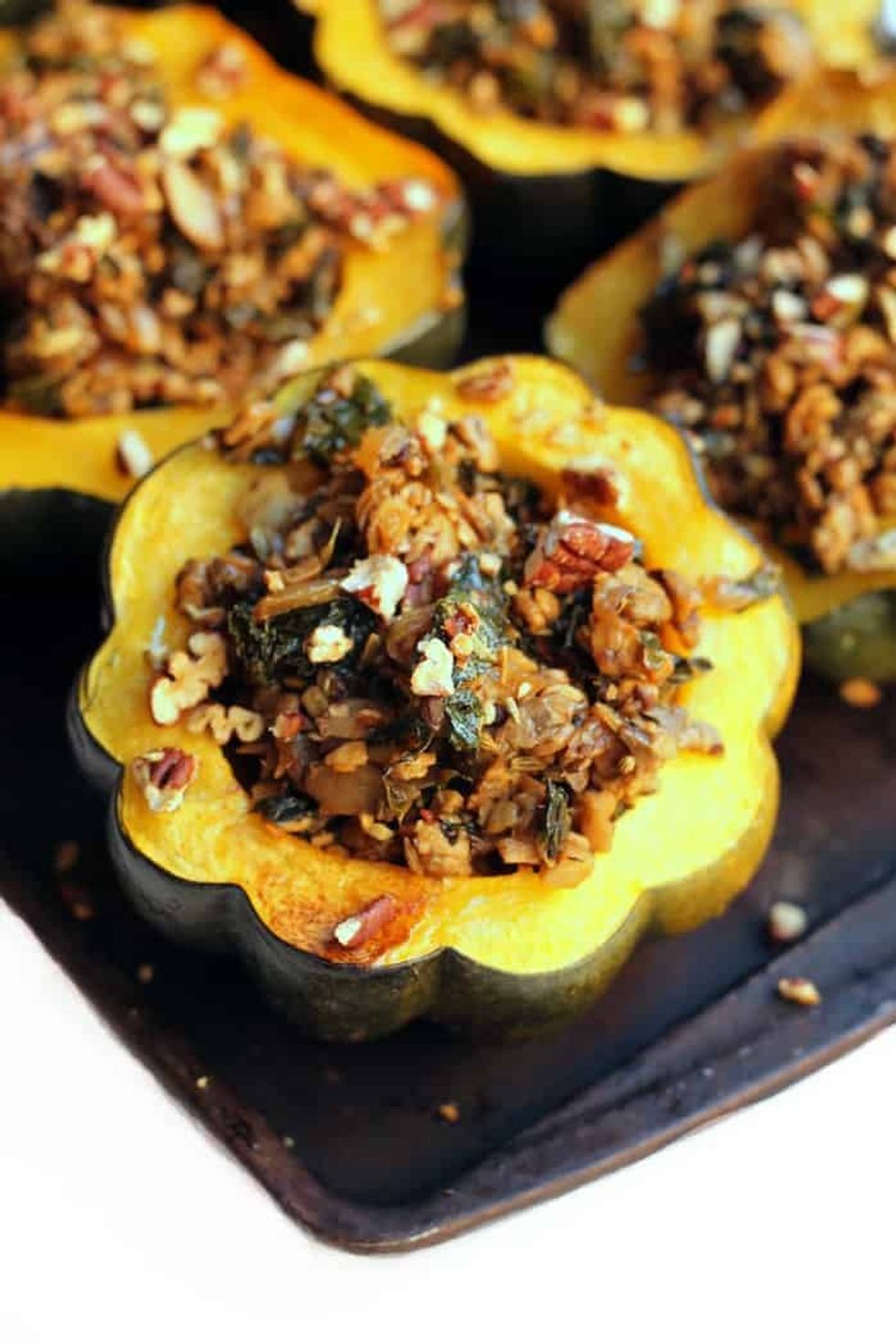 Tempeh Sausage-Stuffed Squash