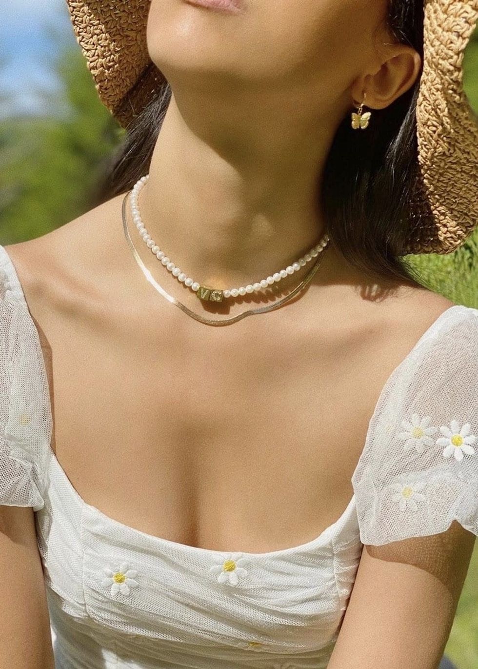 Ten Wilde Pave Pearl Initial Choker