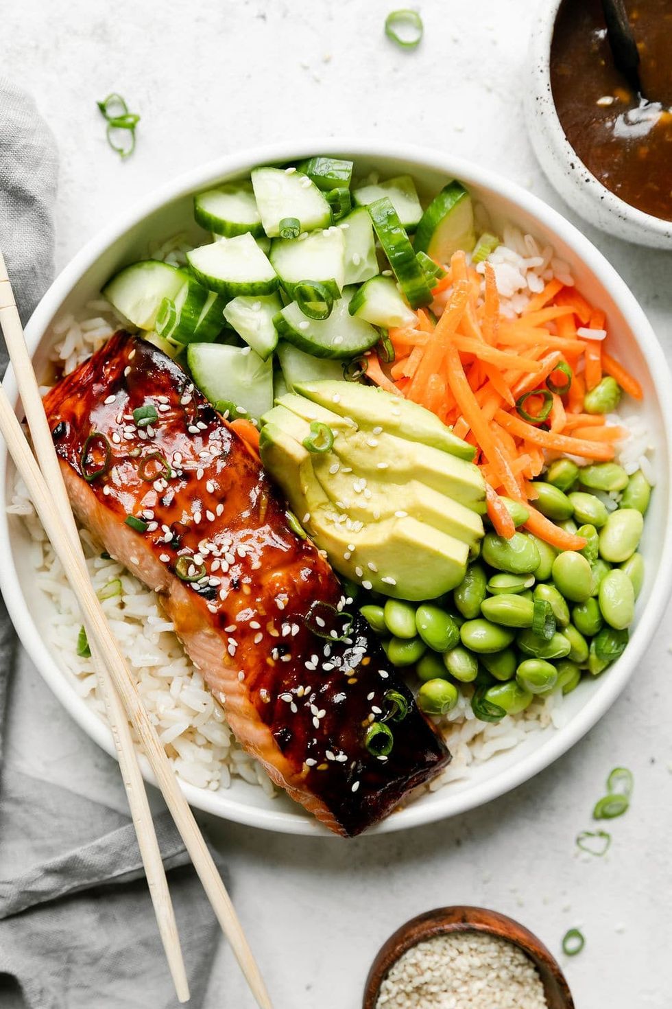 Teriyaki Salmon Bowls easy summer dinner recipes