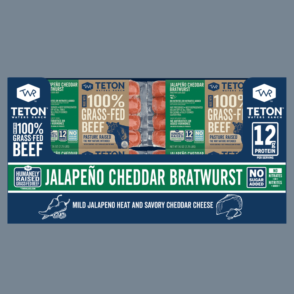 Teton Waters Ranch 100% Grass-Fed Beef Jalapeno Cheddar Bratwursts