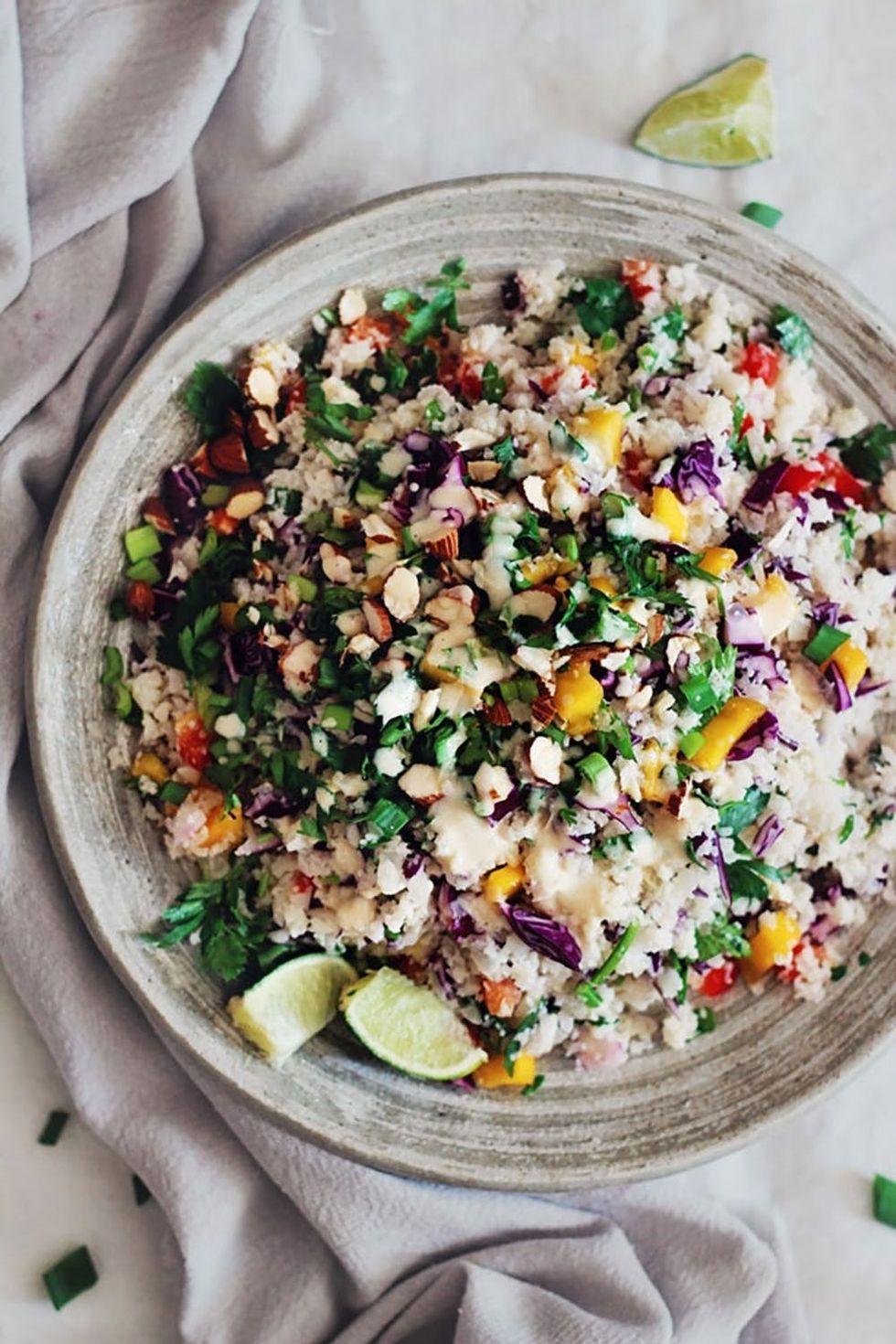 Thai Cauliflower Rice Salad Ginger Sauce