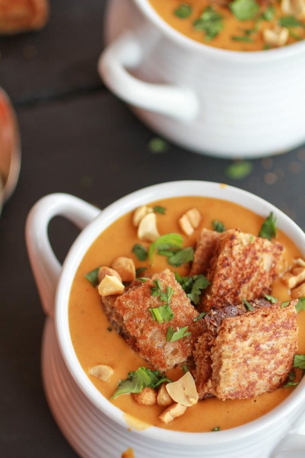 Thai Peanut Soup With Grilled Peanut Butter Croutons