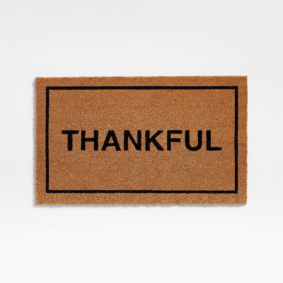 Thankful Welcome Mat Crate & Barrel holiday decorations