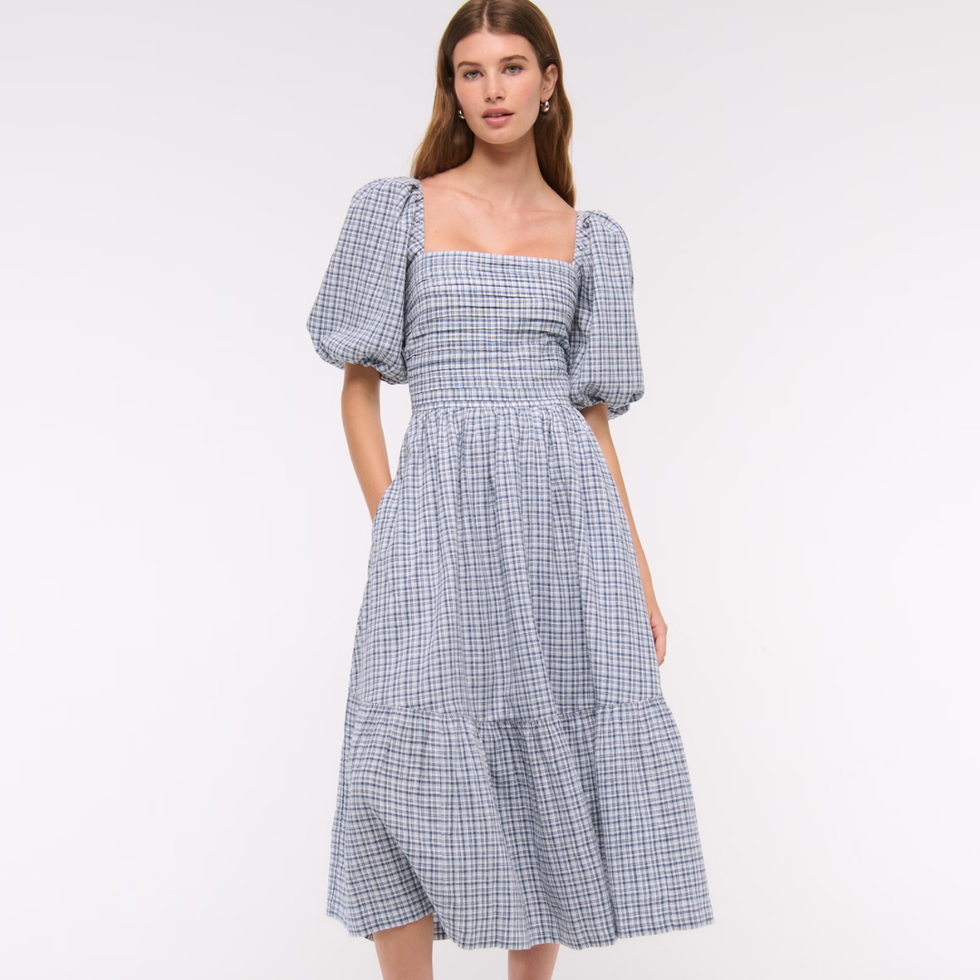 The A&F Emerson Linen-Blend Puff Sleeve Midi Dress