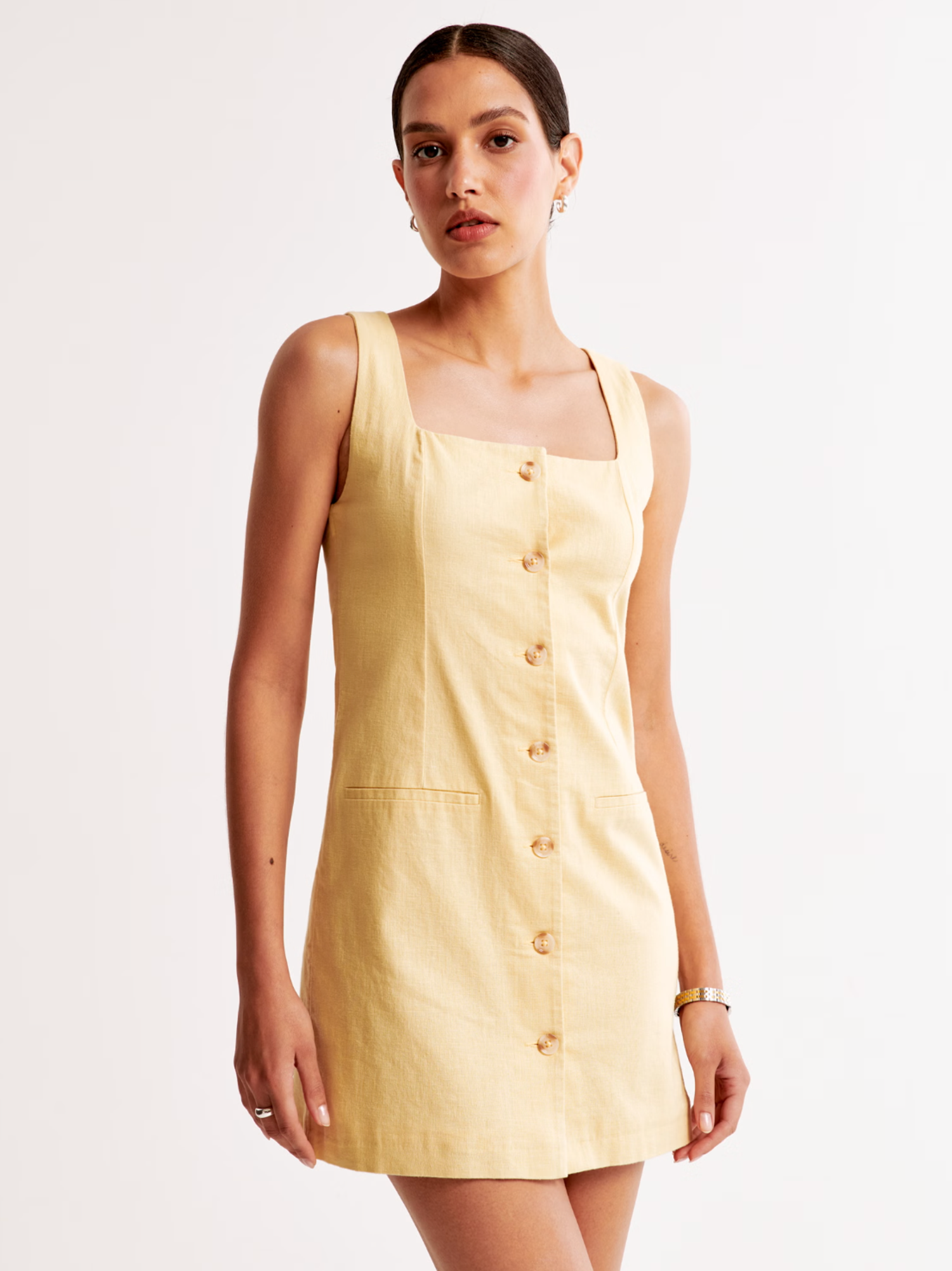 The A&F Mara Squareneck Linen-Blend Vest Mini Dress