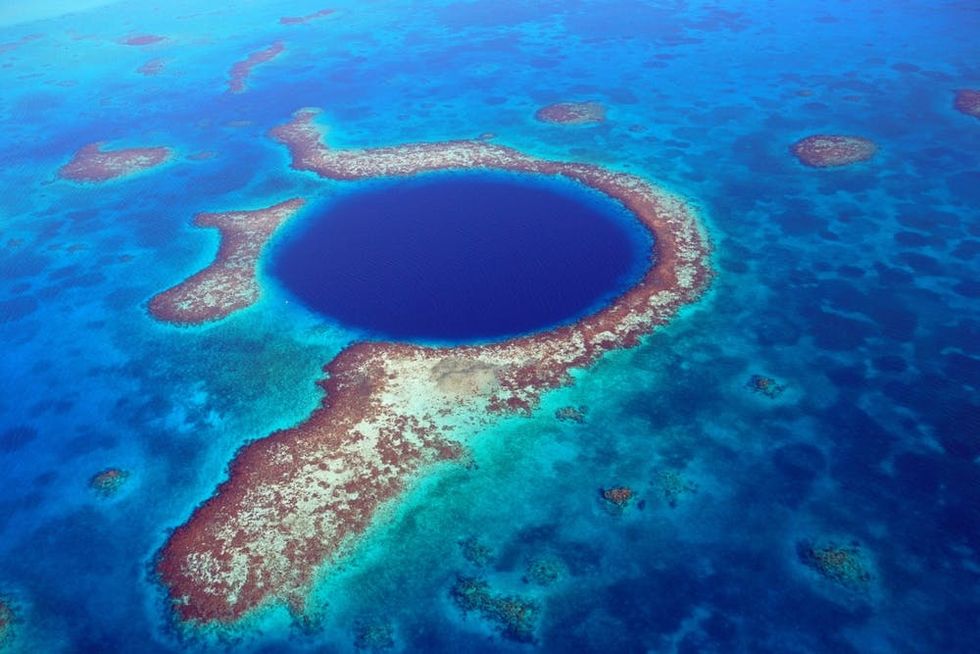 The Blue Hole is a stunning feature of Belize's barrier reef