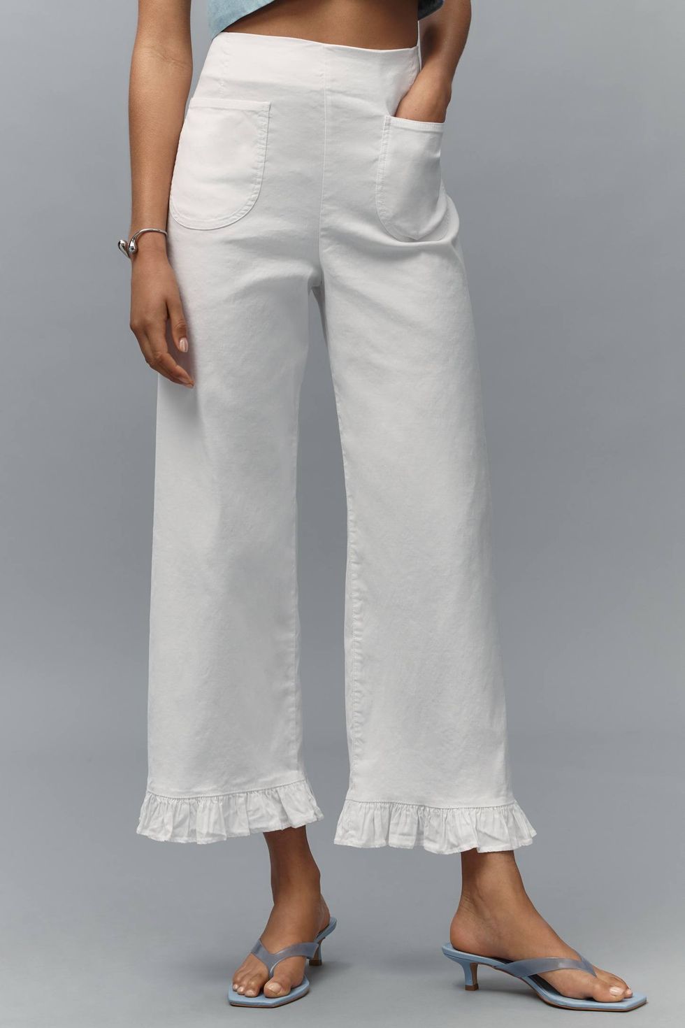 The Colette Magic Fabric Ruffled Crop Wide-Leg Pants by Maeve