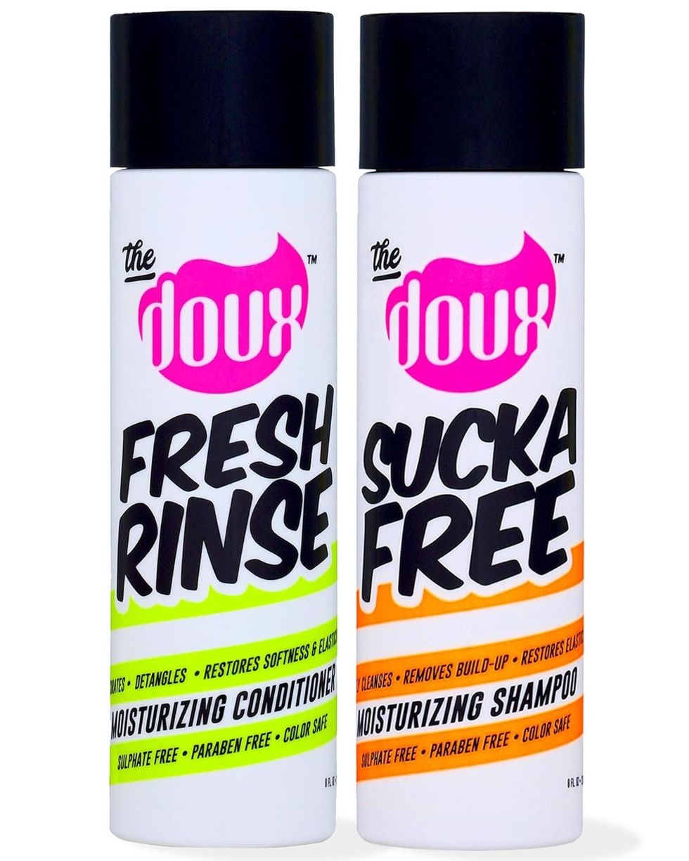 the doux sucka free moisturizing shampoo and fresh rinse moisturizing conditioner