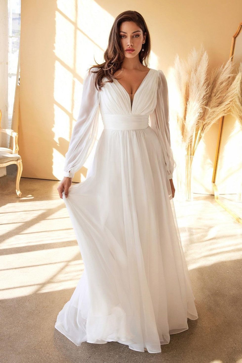 The Dress Outlet Cinderella Divine Flowy Long Sleeve A-Line Wedding Dress