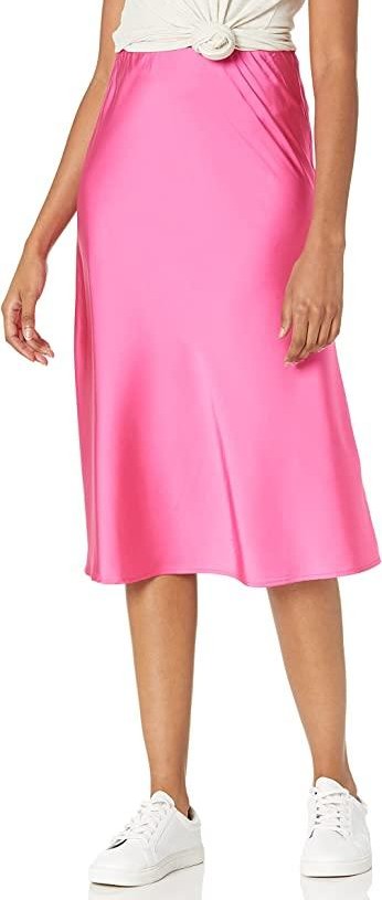 The Drop Women's Maya Silky Slip Skirt - Chic Midi Skirt With Elastic Waist