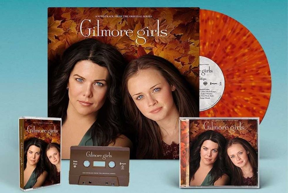 The Gilmore Girls soundtrack on vinyl, CD, and cassette