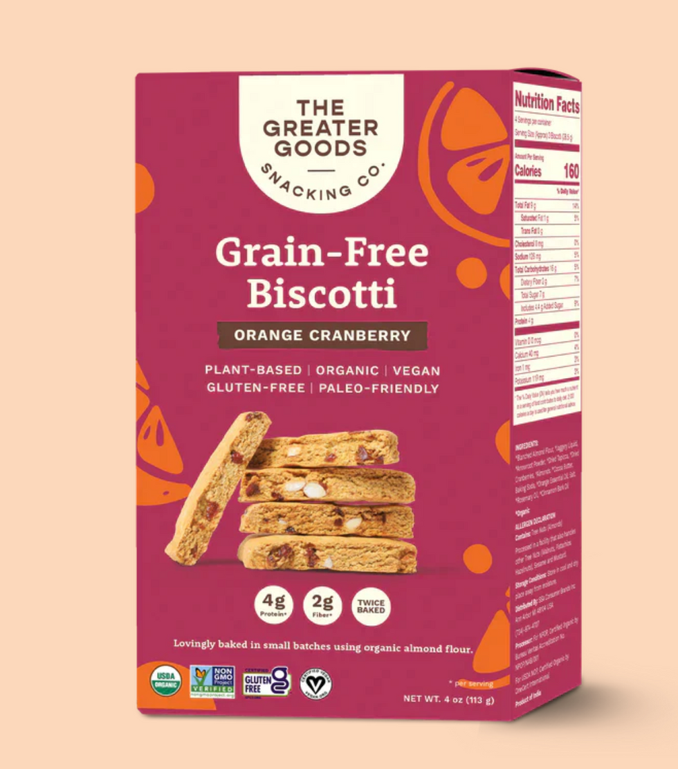 The Greater Goods Snacking Co. Orange-Cranberry Biscotti