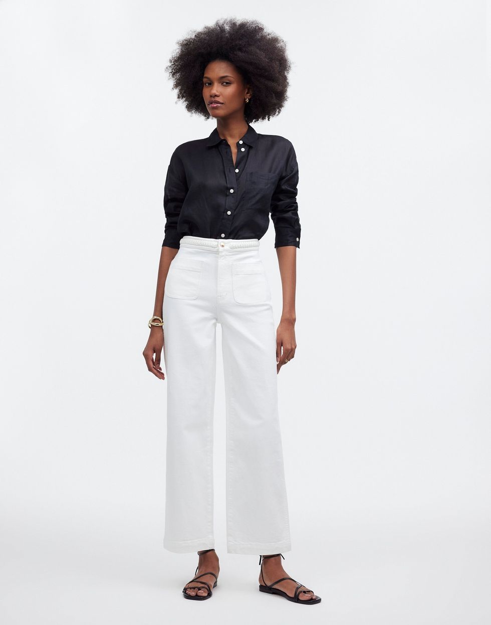 The Perfect Vintage Wide-Leg Crop Jean in Eyelet White