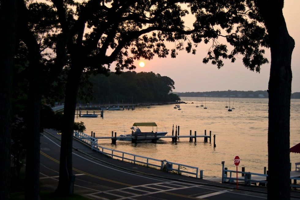The sun sets over Shelter Island