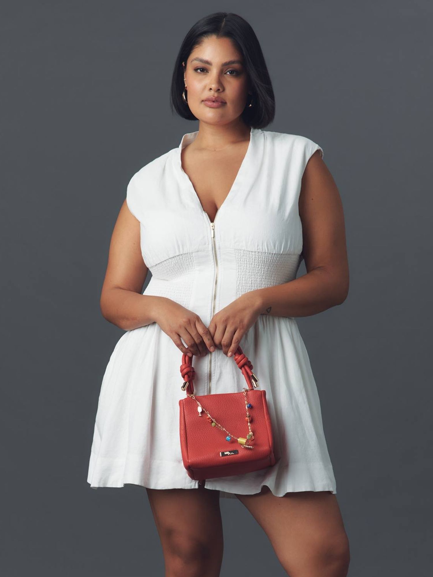 The Tommie Cap-Sleeve Smocked Front-Zip Shirt Dress: Linen Mini Edition