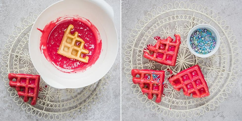 These berry glazed donut waffles are the perfect Mother's Day treat!