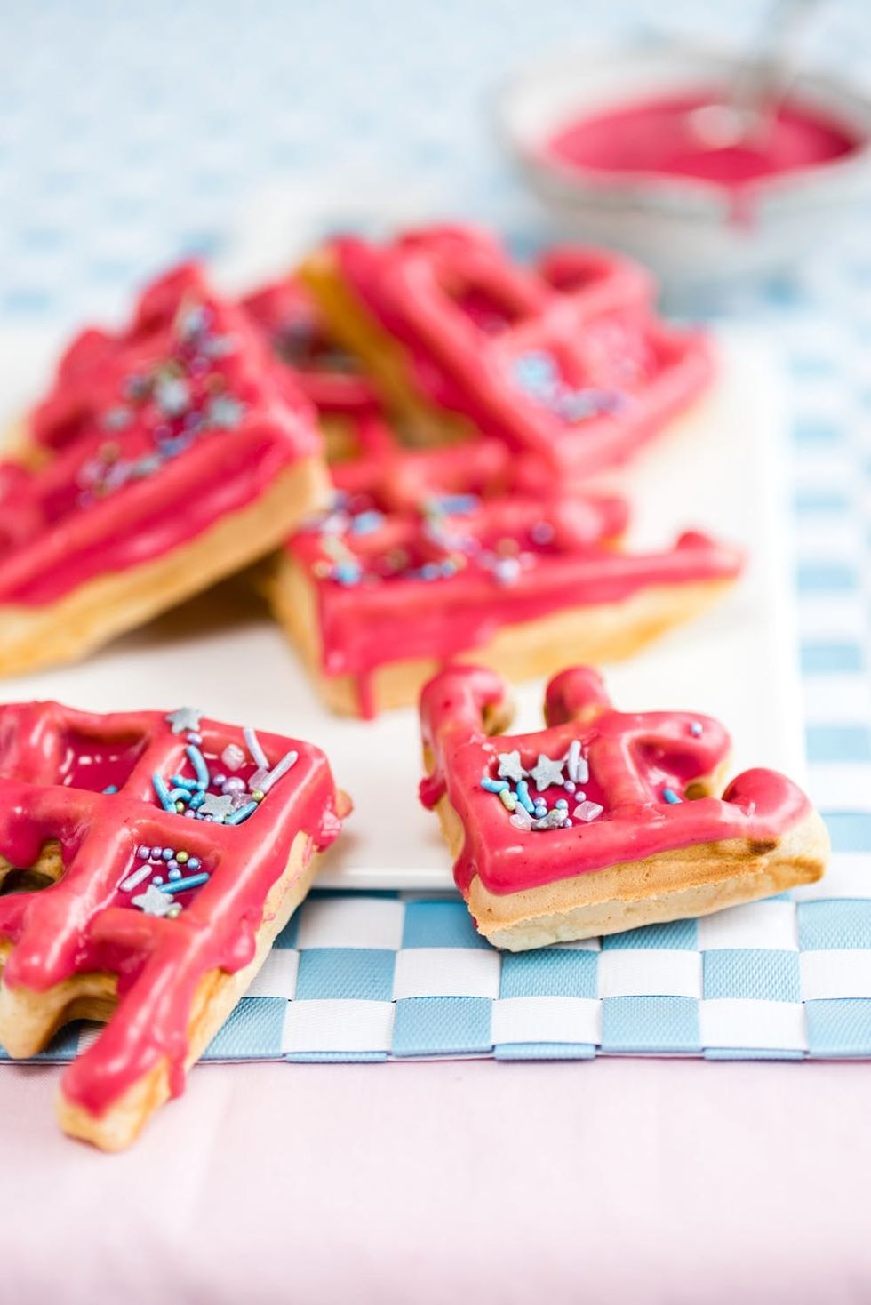 These berry glazed donut waffles are the perfect Mother's Day treat!