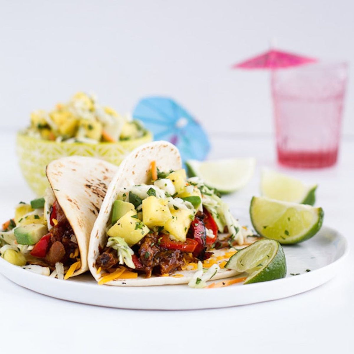 This bright taco plate is just one of our summer crock pot recipes