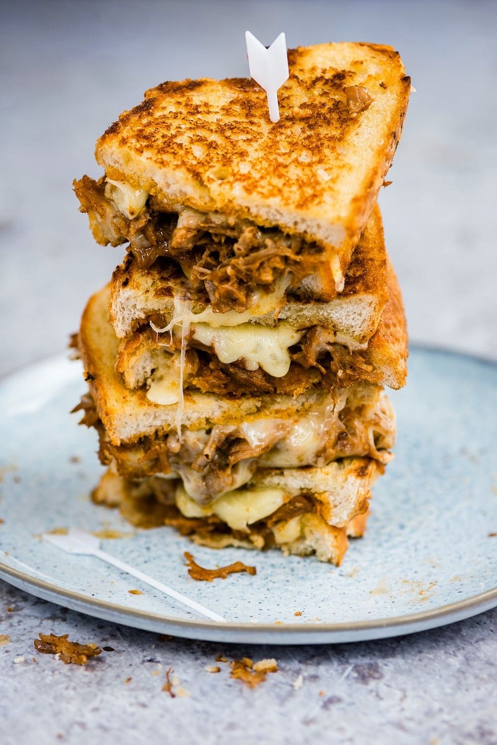 This pulled pork grilled cheese sandwich is the ultimate father's day recipe