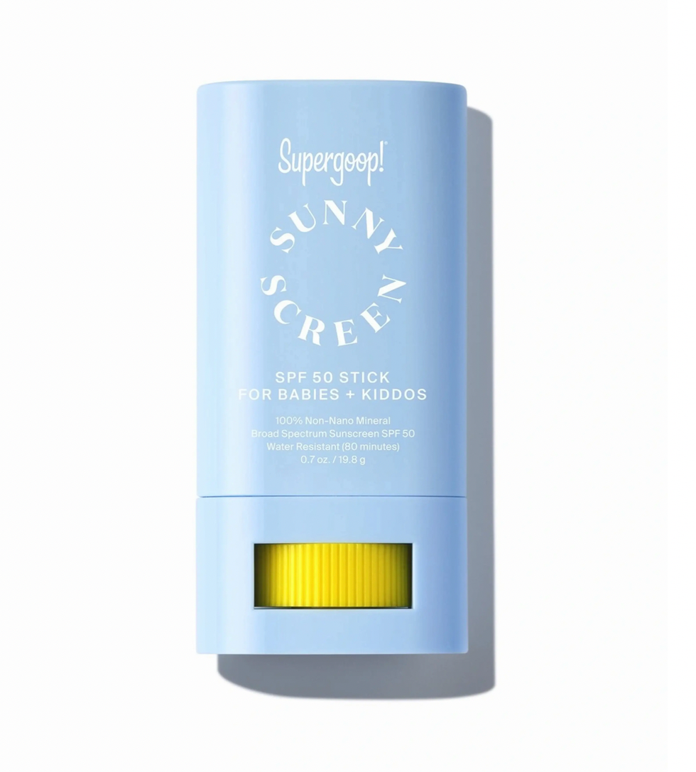 This sky blue portable mineral sunscreen is great for sensitive skin on the go.