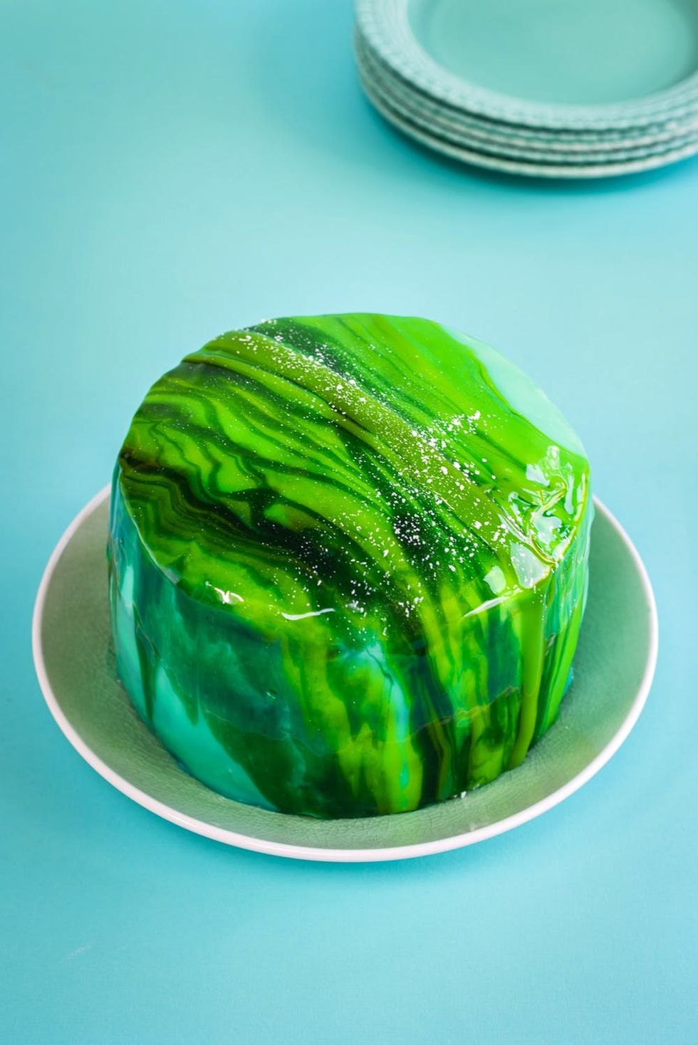 This St Patrick's Day ombr\u00e9 cake with mirror glaze will make even the most ardent leprechaun green with envy!