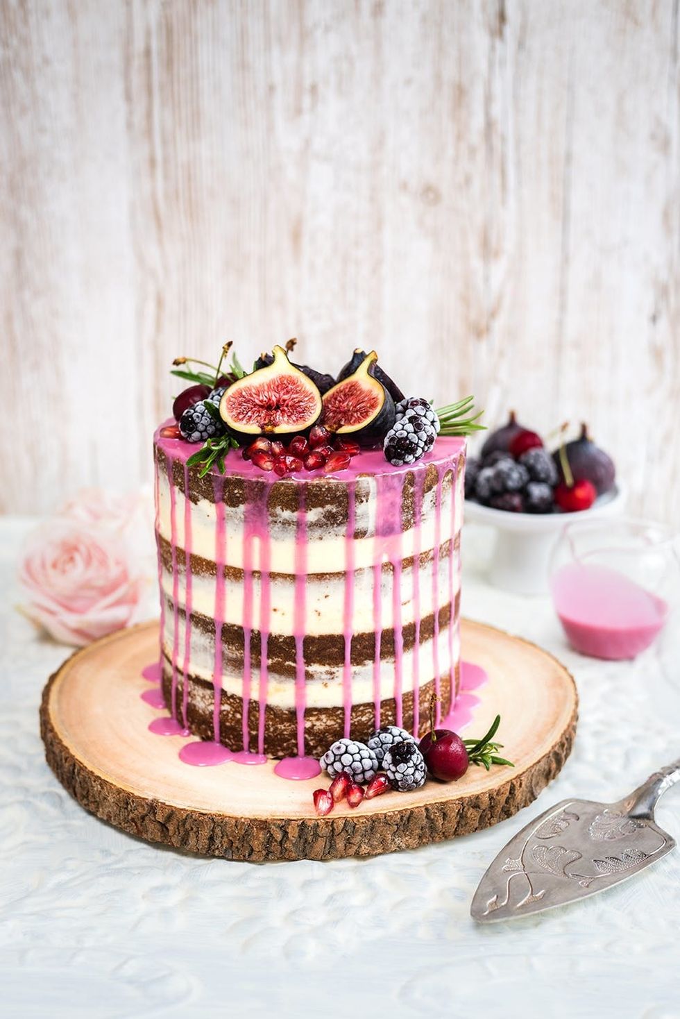 This wildly romantic drip layer cake is perfect for your bridal shower!
