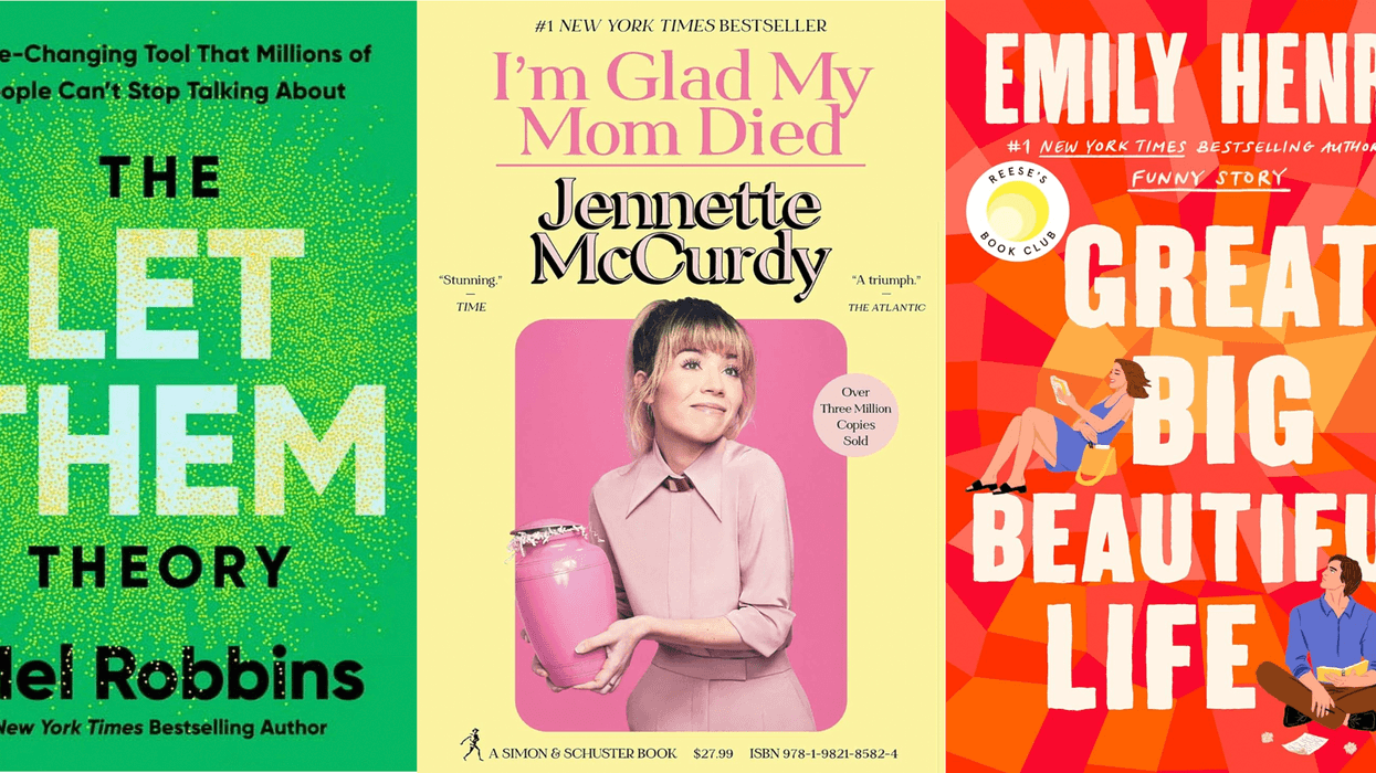 Three book covers: "The Let Them Theory," "I'm Glad My Mom Died," "Great Big Beautiful Life."