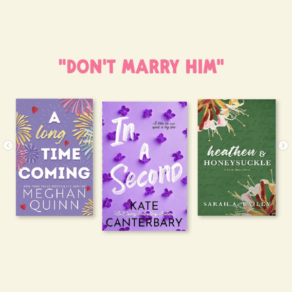 Three book covers with the title "Don't Marry Him" above.