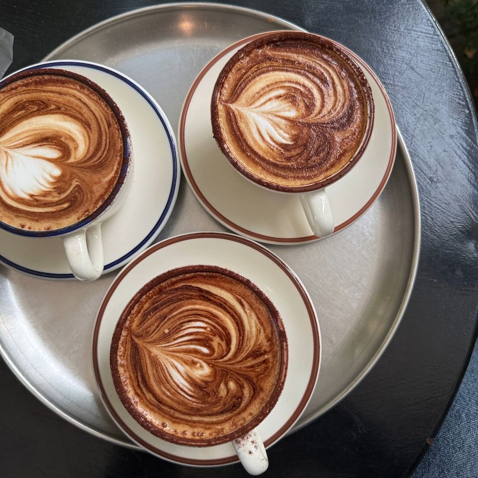 three gorgeous cappuccinos