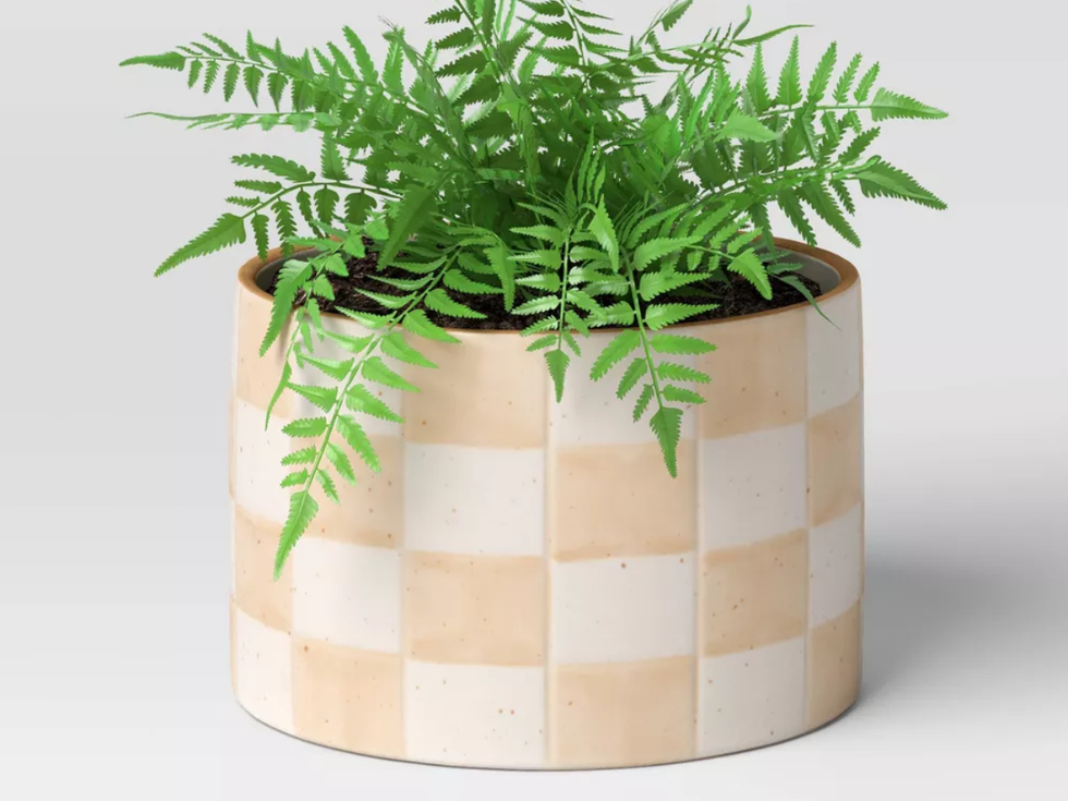 Threshold Checker Stoneware Planter Pot