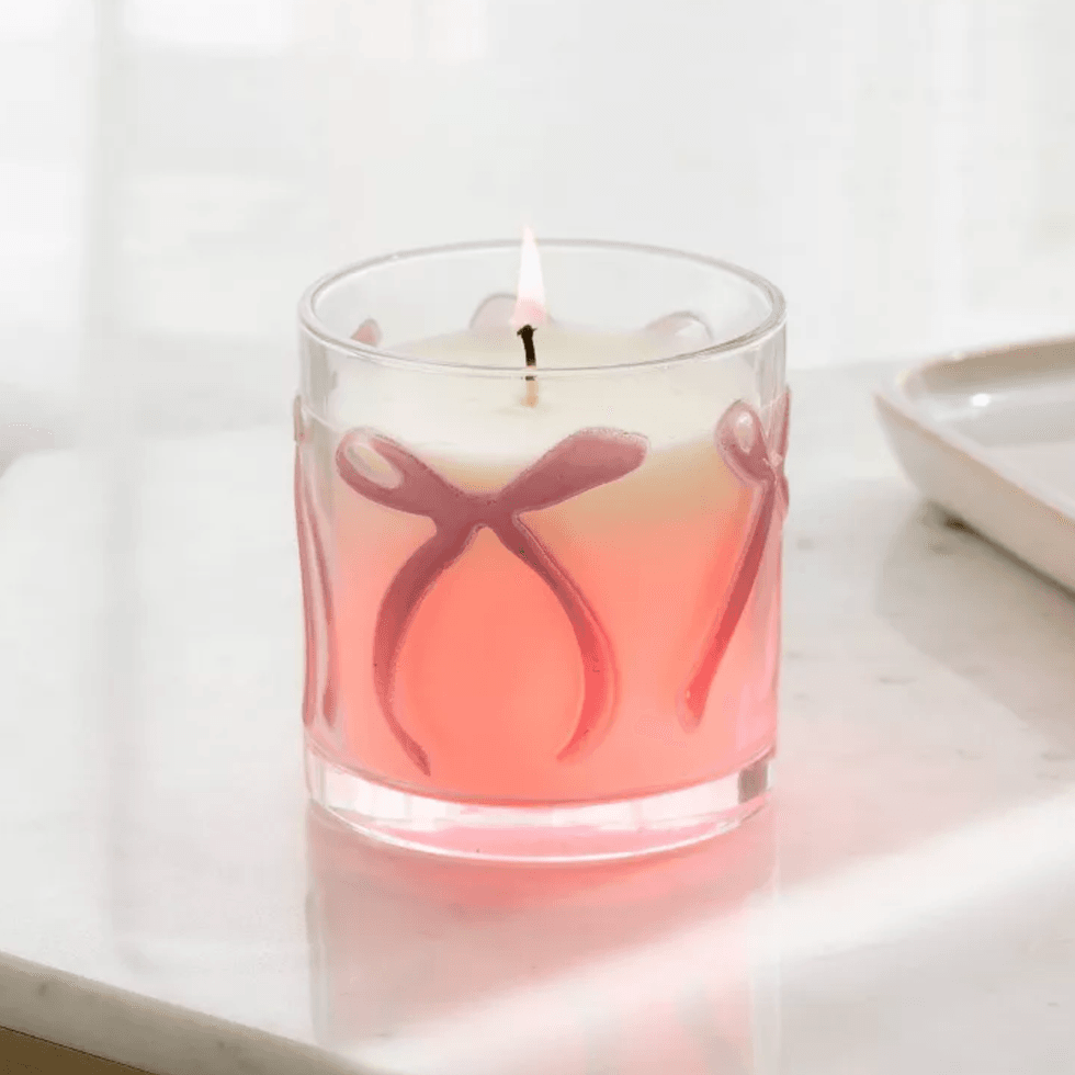 Threshold Embossed Bow Glass Candle