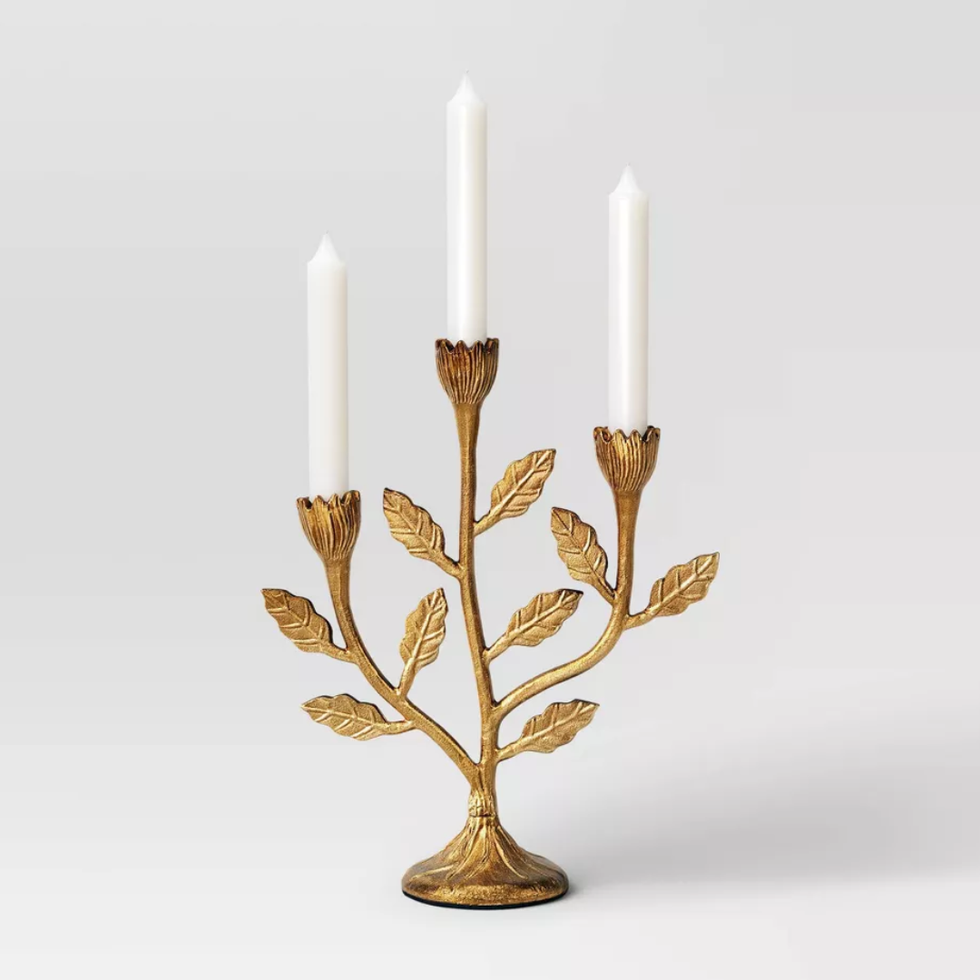 Threshold Gold Metal Botanical Candelabra