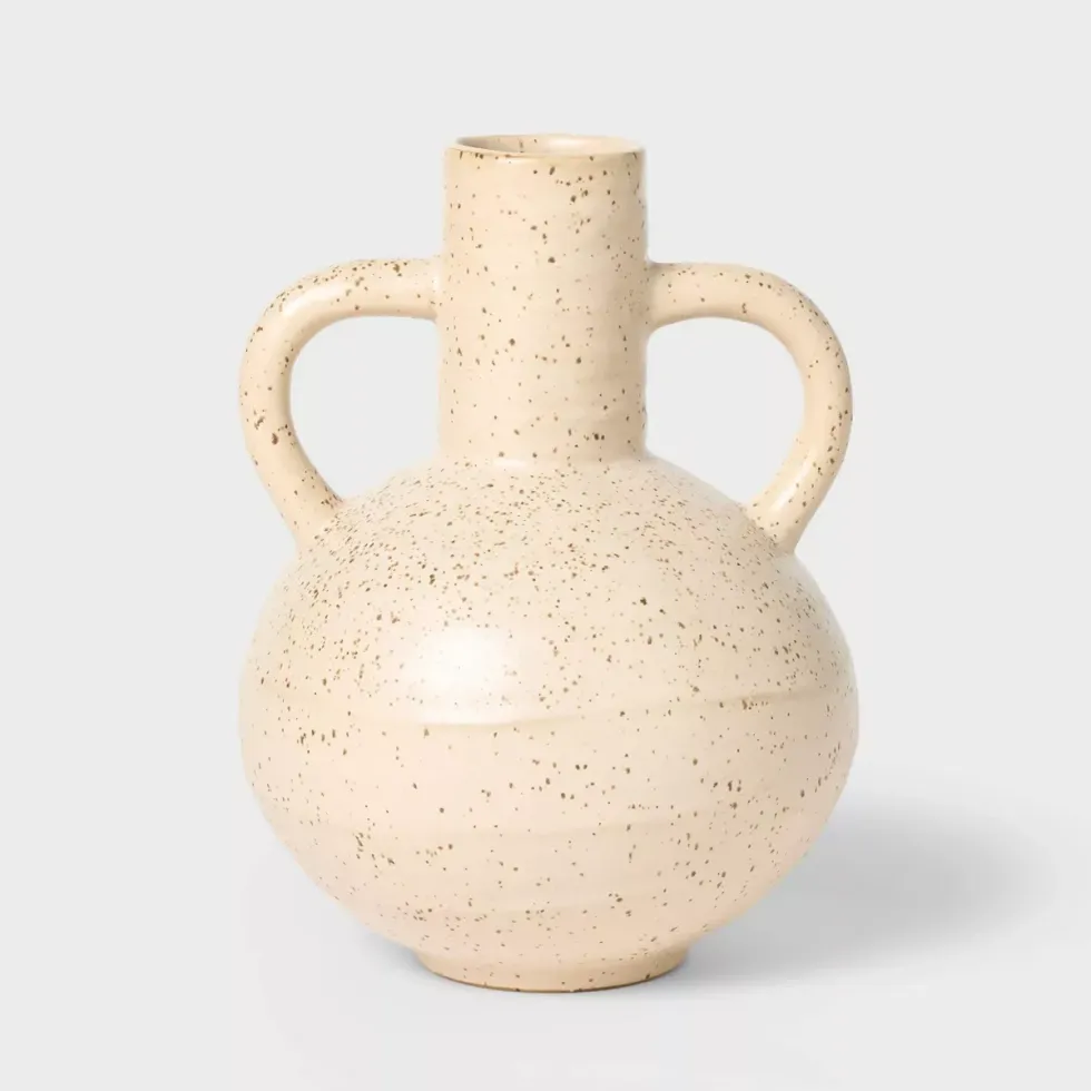 threshold large matte ceramic speckle glaze vase