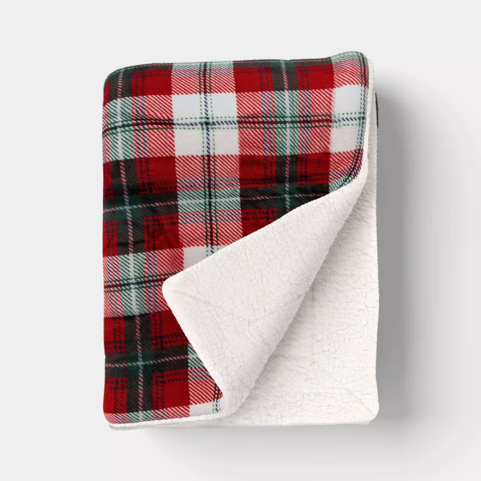 Threshold Plaid Plush Throw Blanket
