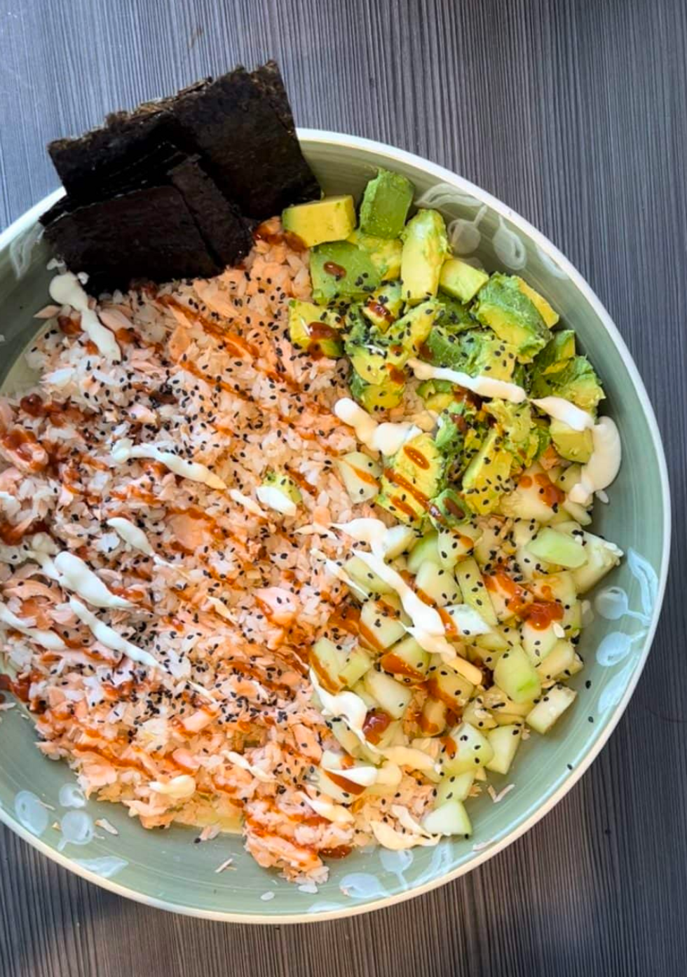 TikTok Salmon Rice Bowl with Seaweed
