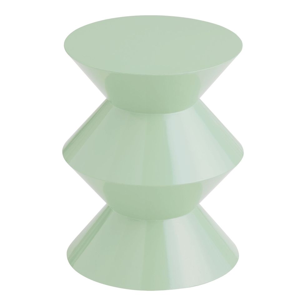 Tilton Round Mint Green Geo Pedestal Outdoor Accent Table