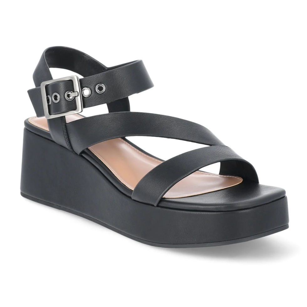 Time and Tru Cross Strap Wedge Sandals