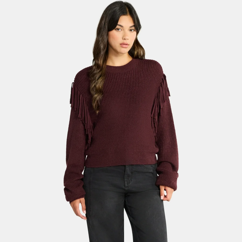 Time And Tru Fringe Pullover Sweater