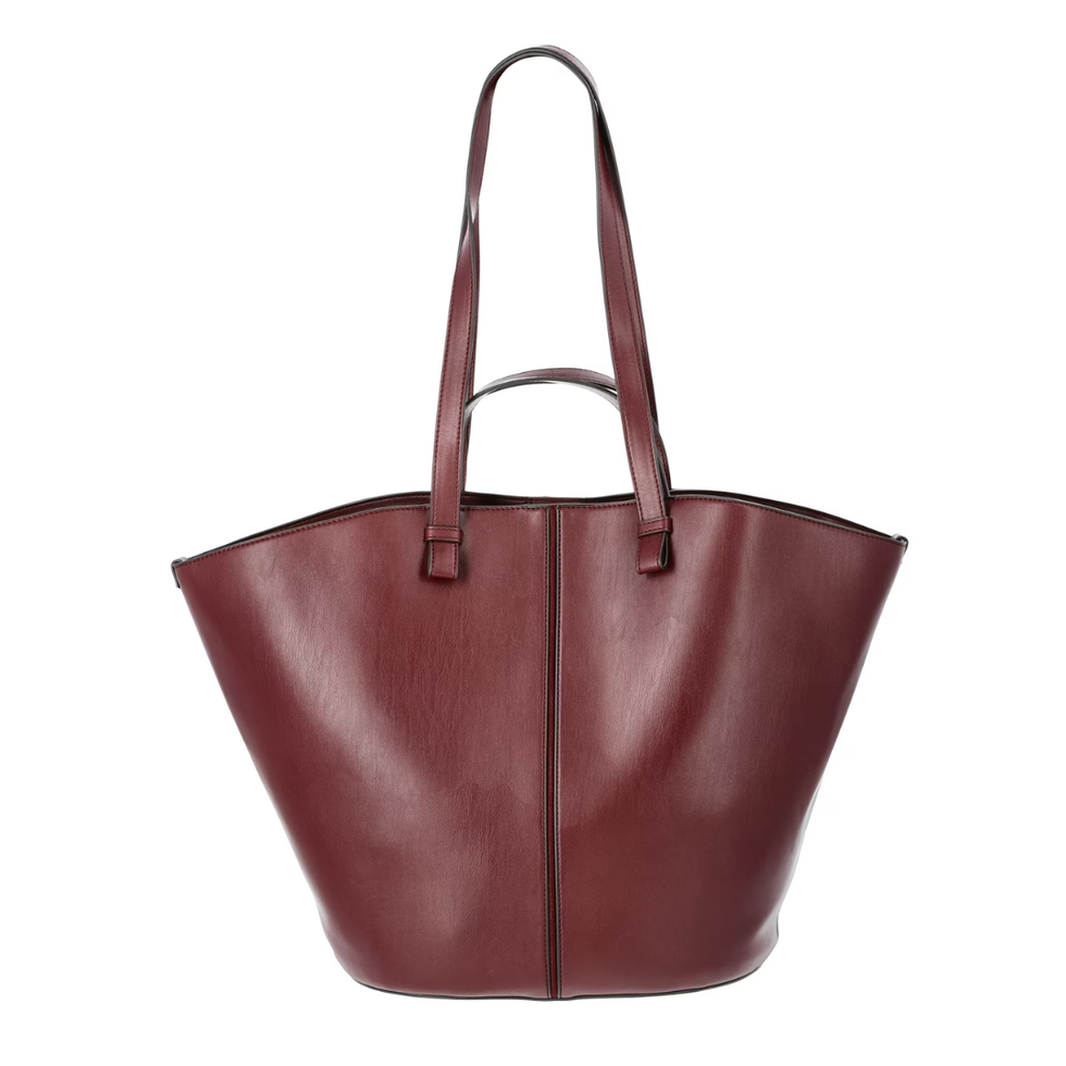 Time and Tru Large Faux Leather Tulip Tote Bag