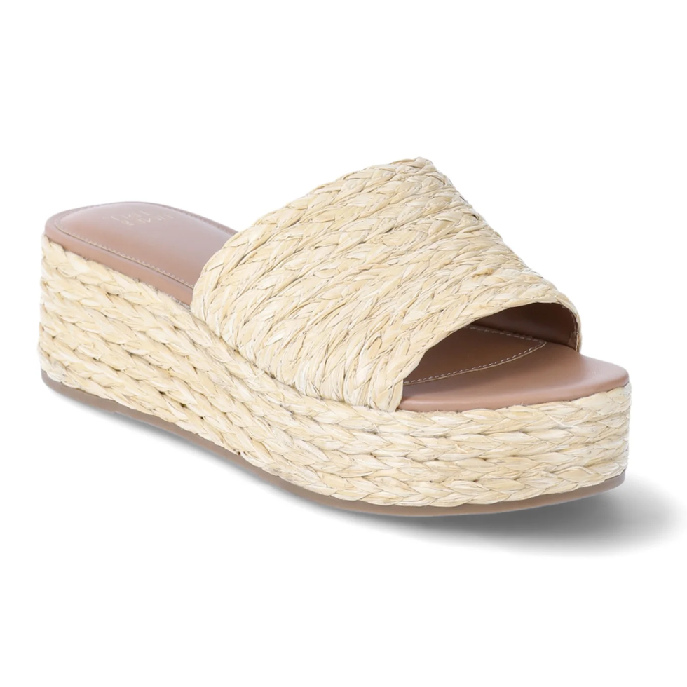 Time and Tru Raffia Platform Slide Sandals