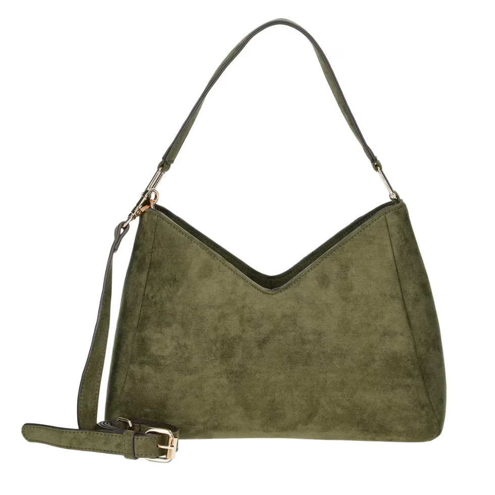 Time and Tru River Soft Faux Suede Shoulder Hobo Bag