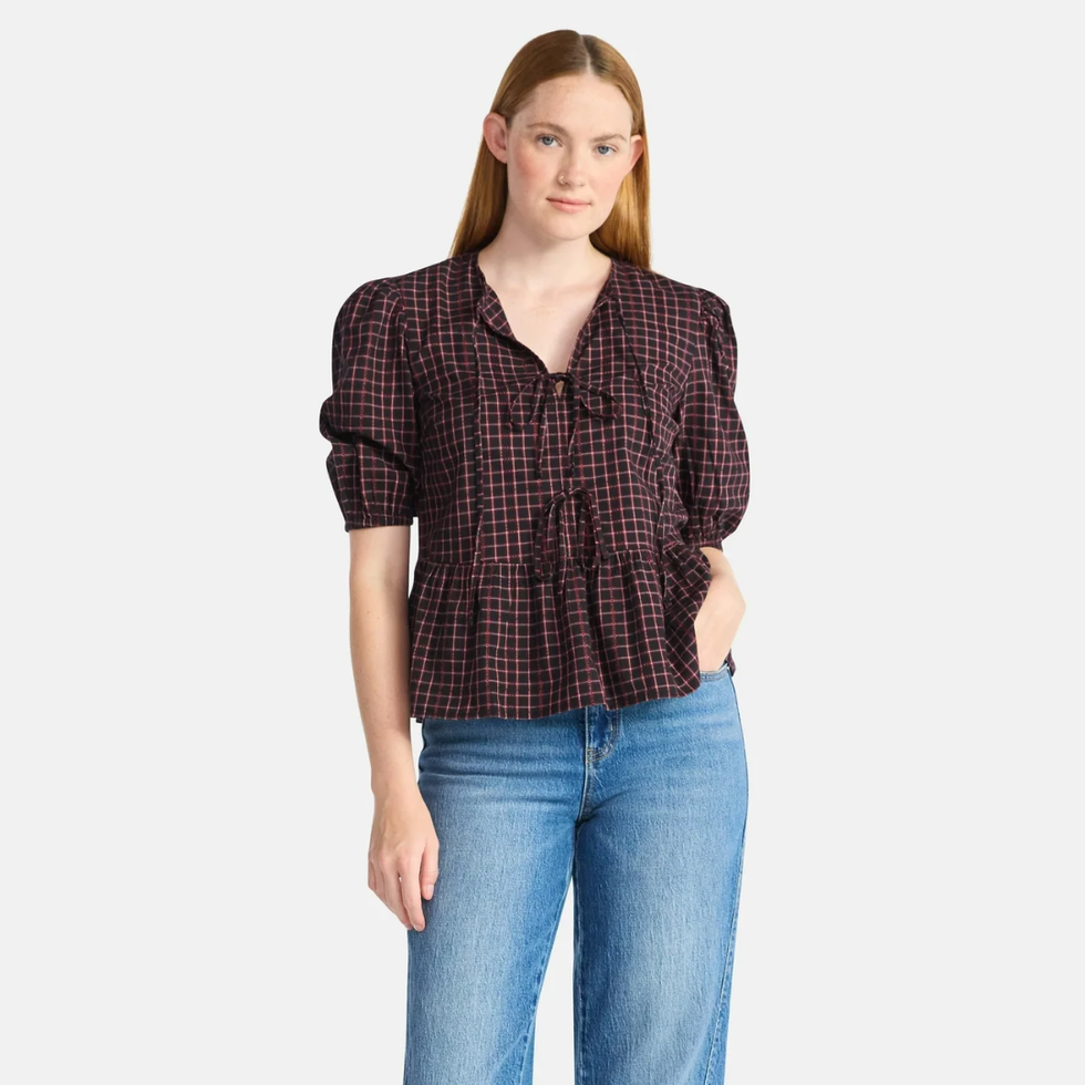 Time And Tru Tie Front Peplum Top