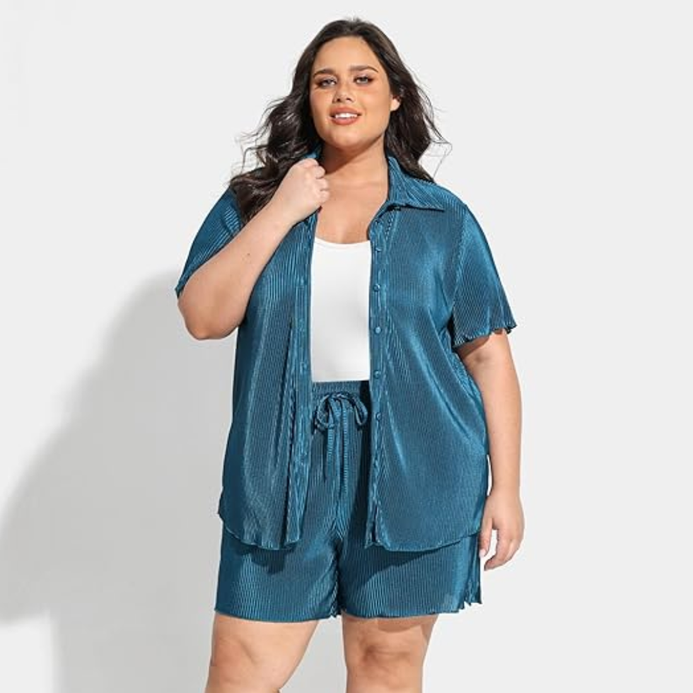 Tiyomoi Button Down Textured Top Set