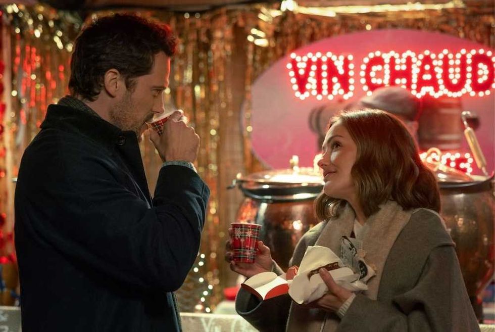 Tom Wozniczka and Minka Kelly in Champagne Problems on Netflix most anticpated holiday movies