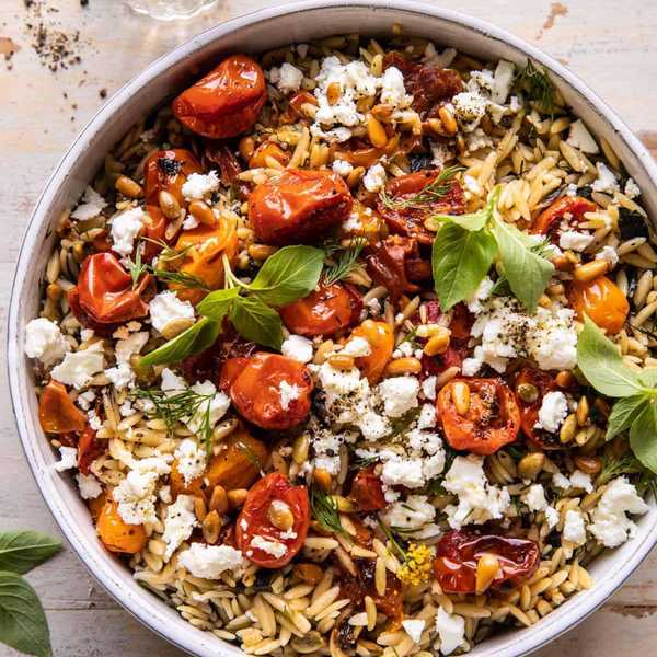 Tomato Basil Orzo recipe from half baked harvest