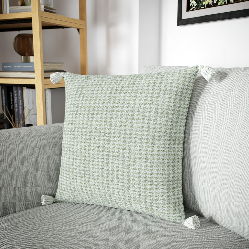 Tonal Houndstooth Cotton Decorative Pillow
