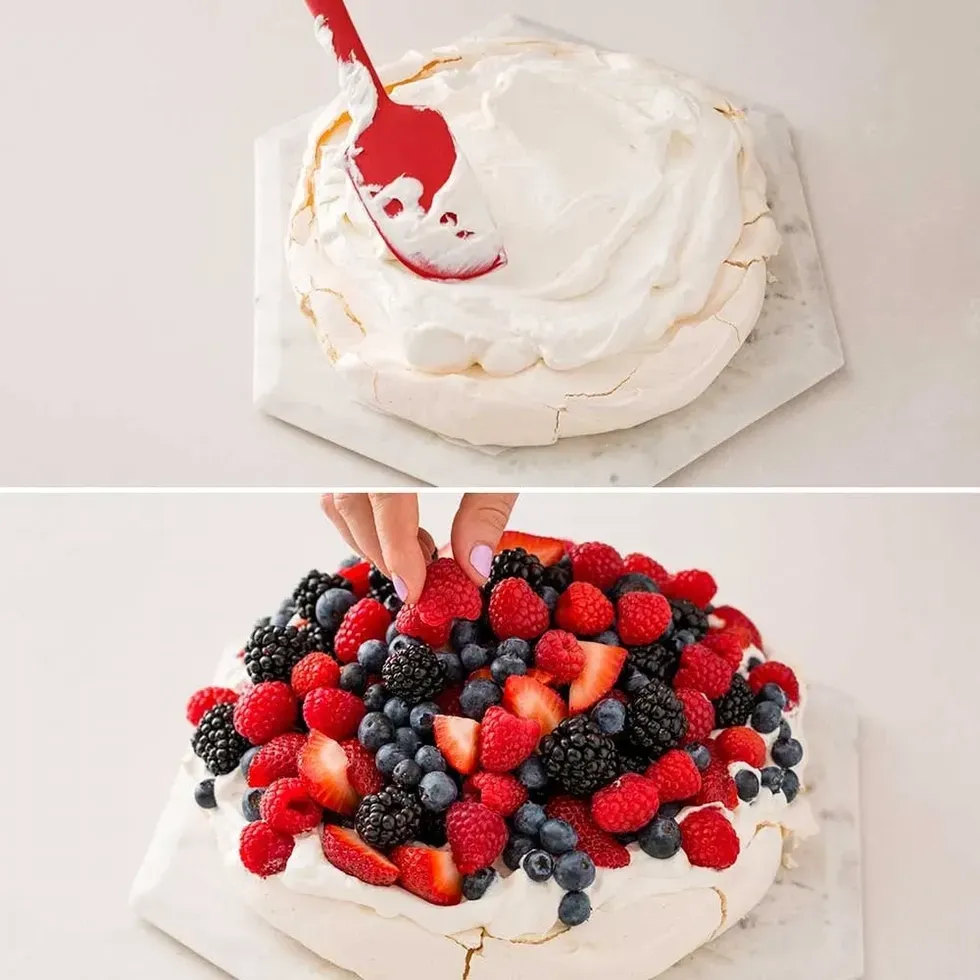 topping the pavlova