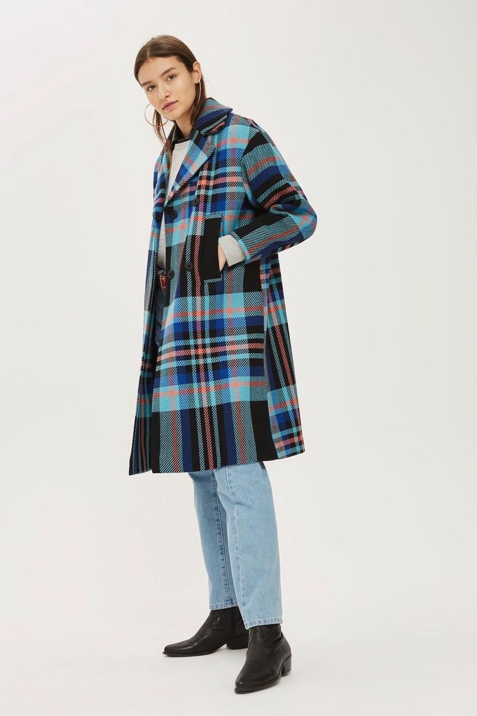 Topshop Bright Checked Coat