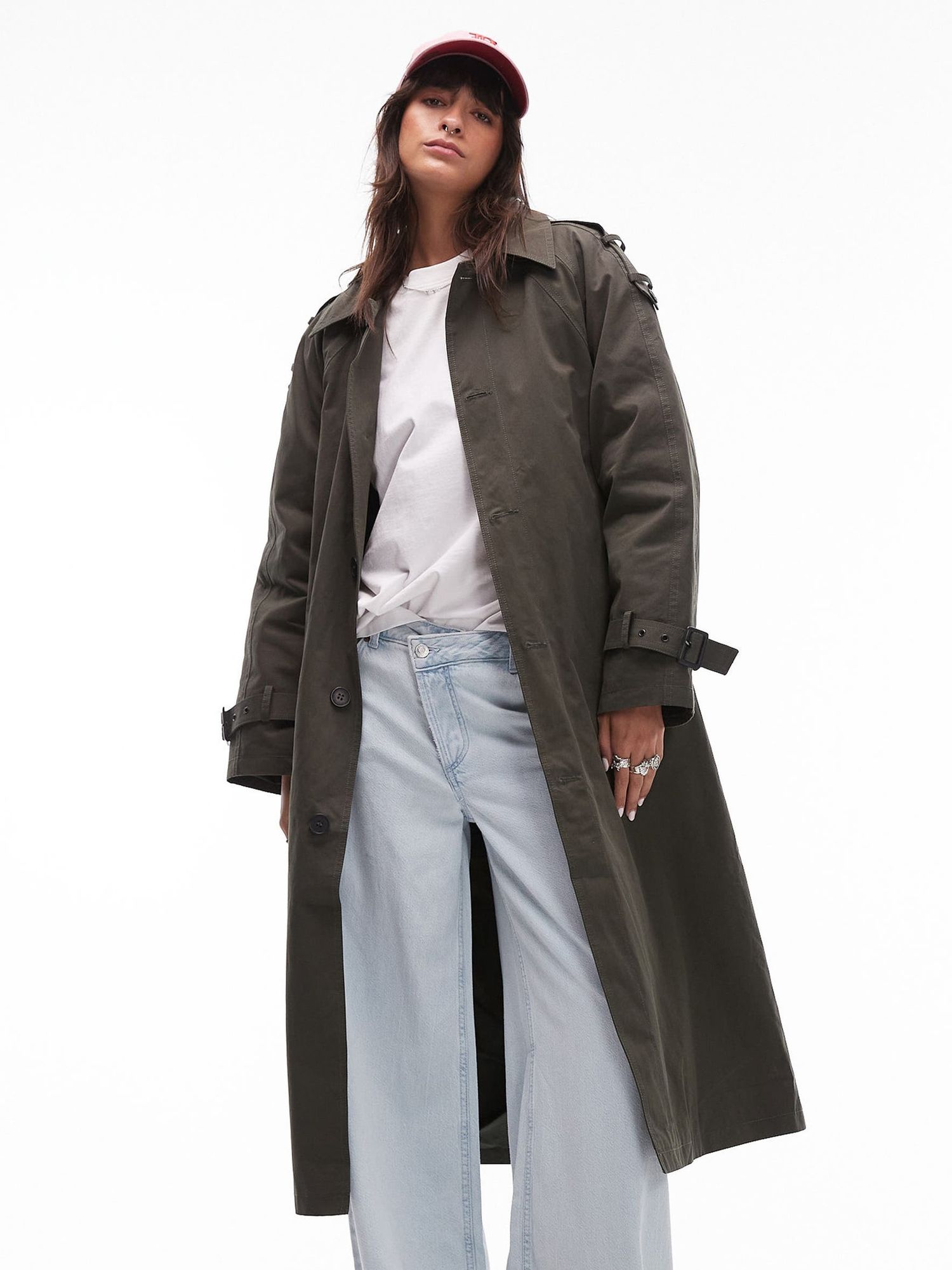 Topshop Cotton Trench Coat with Removable Quilted Lining